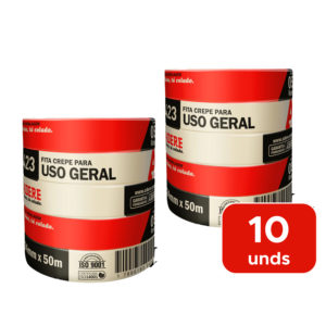 Kit 10 Fitas Crepe 24mm x 50m Para Pintura Residencial Fácil Remoção