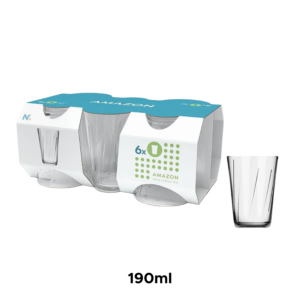 Jogo de 6 Copos de Vidro Amazon Nadir 190ml Para Água Suco e Bebidas