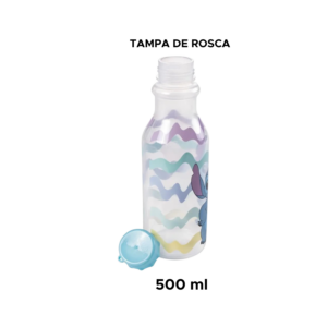 Garrafa Stitch Disney 500ml Infantil Com Tampa Retrô Para Escola e Lanche