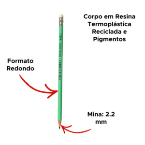 Lápis Grafite Redondo Reciclado Para Escola Universidade Faculdade Colorido