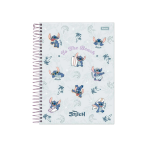Caderno Stitch Disney 1 Matéria Capa Dura 80 Folhas Com Adesivos
