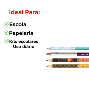 Kit 6 Lápis Big HB Resina Sem Borracha Triangular Pequeno