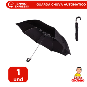 Guarda-Chuva Automático 53cm 8 Varetas Dobrável Cabo Curvo Resistente