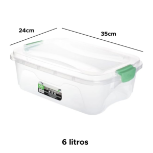 Caixa Organizadora 6L Transparente Com Tampa Para Casa Cozinha e Brinquedos