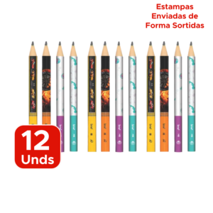 Kit 12 Lápis Big HB Resina Sem Borracha Triangular Pequeno Material Escolar