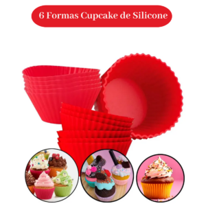 Forma Cupcake De Silicone Com 6 unidades Resistente