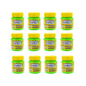 Kit 12 Tintas Guache 15ml Verde Folha Escolar Artesanato Pintura