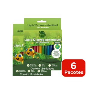 Kit Com 6 Pacotes Mini Lápis De Cor 12 Cores Sextavado Festa Infantil Brinde Escolar Revenda