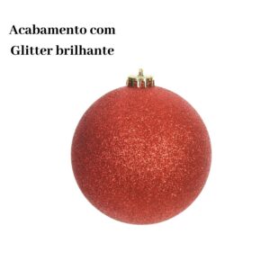 Bola Glitter Natal 15cm Enfeite Grande Para Árvore