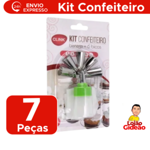 Kit Confeiteiro Com 7 Peças Inox PVC Para Confeitar e Decorar Bolo e Cupcake
