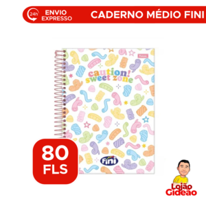 Cadernos Fini Perfumado 1 Matéria  Universitário Espiral  80 Folhas com Adesivo