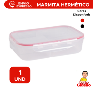 Marmita Hermética 1L Retangular com Trava e Divisória LP House