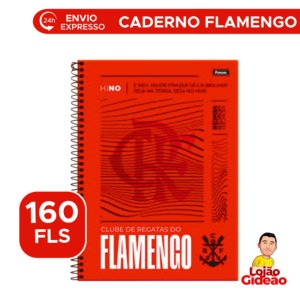 Caderno 10 Matérias do Flamengo com 160 Folhas Universitário Com Adesivos - Vermelho