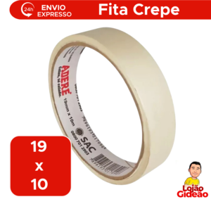 Fita Crepe 19mm x 10m Para Pintura Artesanato Escolar e Uso Doméstico
