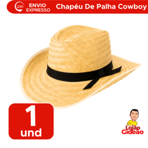 Chapéu Cowboy De Palha Country Vaqueiro Para Festa Funina Caipira Para Adulto