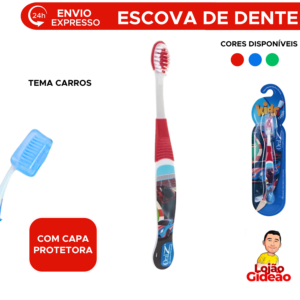 Escova Dental Com Capa Protetora Carros Com Cerdas Macias Para Meninos kids Crianças Infantil