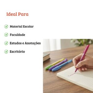Kit 20 Canetas Esferográficas Coloridas 1.0mm Escrita Macia Cores Sortidas Escolar