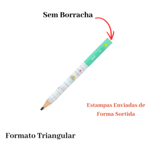 Kit 12 Lápis Big HB Triangular Infantil Resina Sem Borracha Unicórnio Escolar Sortido Revenda