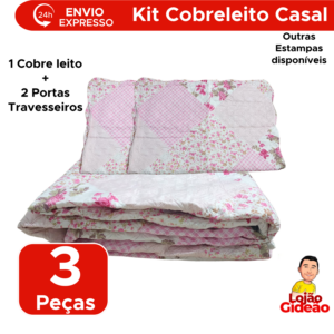 Kit Cobre Leito Ultra Lisse Casal Com 2 Porta Travesseiros Rolinho Sortido 100% Poliéster