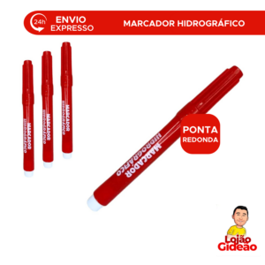 Caneta Pincel Atomico Marcador Canetão Permanente Recarregável Ponta Redonda Cores - Vermelho