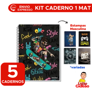 Kit 5 Cadernos Universitário 1 Matéria Espiral Capa Dura 96 Fls Rox