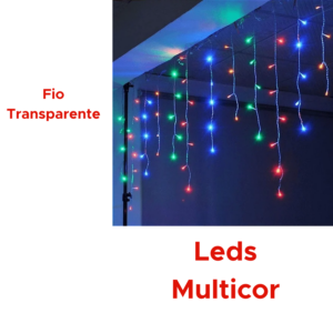 Kit Cascata De Natal 100 Leds 2,3m Pisca-Pisca 8 Funçoes Decoração De Natal Fio Transparente 127v