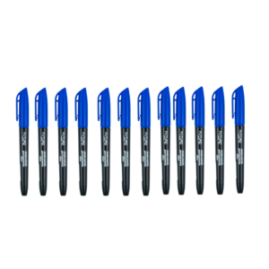 Kit 12 Marcadores Permanentes Slim Preto Ou Azul  Ponta Redonda 1 Até 2mm Tinta Permanente