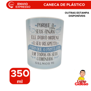 Caneca de Plástico 350ml Frases Bíblicas Presente Uso Diário Café Chá