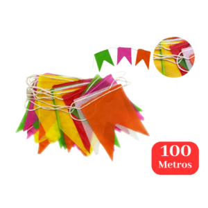 Kit 100 Metros Bandeirinhas Festa Junina De Papel Seda São João Caipira Colorida