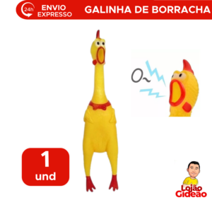 Brinquedo Galinha Frango de Borracha Com Apito Para Cachorro Pet Mordedor