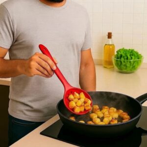 Escumadeira de Silicone Grande Para Cozinha Utensílio Culinário Frituras Alimentos
