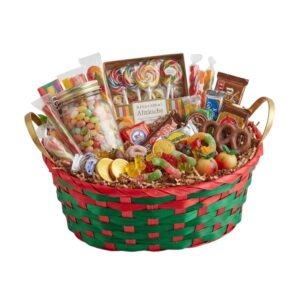 Cesta de Natal Bambu Feliz Natal 23x18x10cm Para Decoração De Mesa Vespera De Natal
