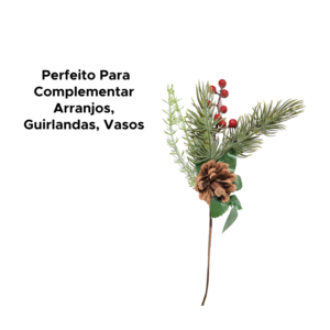 Galho Natalino De Ramos Pinha E Frutas Vermelhas Decoração De natal Enfeite Decorativo
