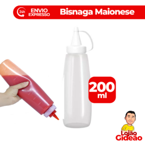Bisnaga Maionese 200ml Pote Molho Com Bico e Tampa Lanchonete Restaurante