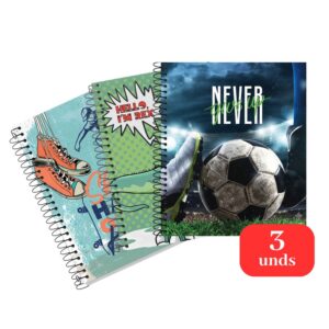 Kit 3 Caderno Universitário 10 Matérias 200 Folhas Capa Dura Escolar Masculino Sortido