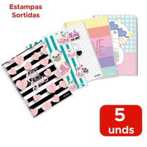 Kit 5 Cadernos Pequeno 1/4 Capa Dura 96 Folhas 1 Materia Para Escola Anotações Material