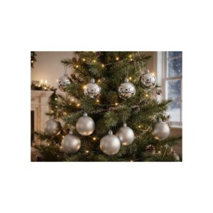 Kit 5 Bolas De Natal Prata Fosca E Brilhante 8cm Para Árvore Decoração Natalina Enfeite Natal