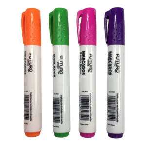 Kit 4 Pincel Caneta Para Quadro Lousa Branco Cores Vivas