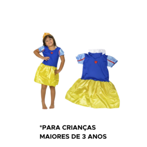 Fantasia Infantil Branca de Neve Para Festas Carnaval Com Coroa Fantasia De Princesa Para Menina