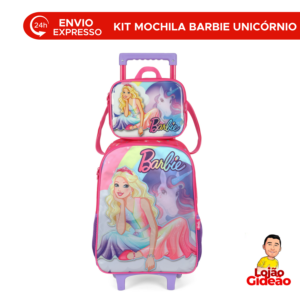 Kit Mochila Com Lancheira Unicornio Infantil Rosa Com Alças 2 em 1 Mochila De Menina