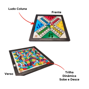 Jogo De Tabuleiro 2 Em 1 Ludo Coluna + Trilha Dinâmica Sobe E Desce Tamanho Grande 24cm x 24cm