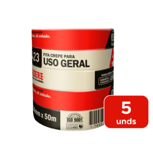 Kit 5 Fitas Crepe 24mm x 50m Fácil Remoção Uso Profissional Pintura