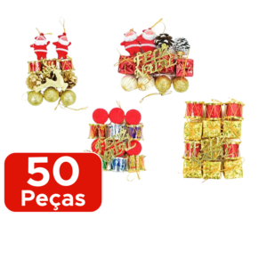 Kit Com Até 50 Peças De Enfeite Para Decoração De Arvore de Natal Sortido