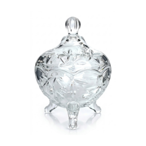 Bomboniere De Vidro Com Tampa e Tripé 500ml Transparente Porta Doces