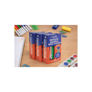 Kit Com 24 Estiletes Pequeno 9mm Retrátil Fino Plástico Aço Reforçado Escolar Escritório