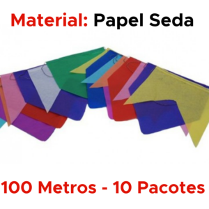 Kit 100 Metros Bandeirinhas Festa Junina De Papel Seda São João Caipira Colorida