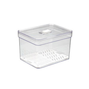 Organizador Quadrado 1,4L Com Tampa Tela Multiuso Geladeira Cozinha Dispensa Elegante
