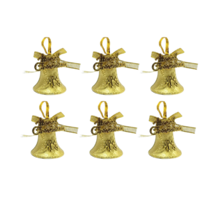 Enfeite de Árvore de Natal Sino Dourado Com 6 Unidades Para Decoração De Natal Brilhante