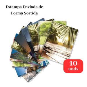 Kit 10 Cadernos Pequenos 1/4 Flexível 96 Folhas Sortidos Escolar