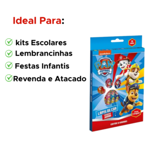Kit Com 6 Pacotes Lapis De Cor Jumbo Patrulha Canina Lembrancinhas Aniversário